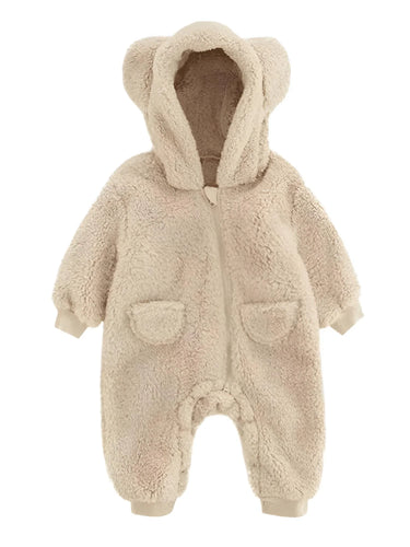 0-2Y Adorable Warm Baby's One-Piece Hooded Suit With Ears!